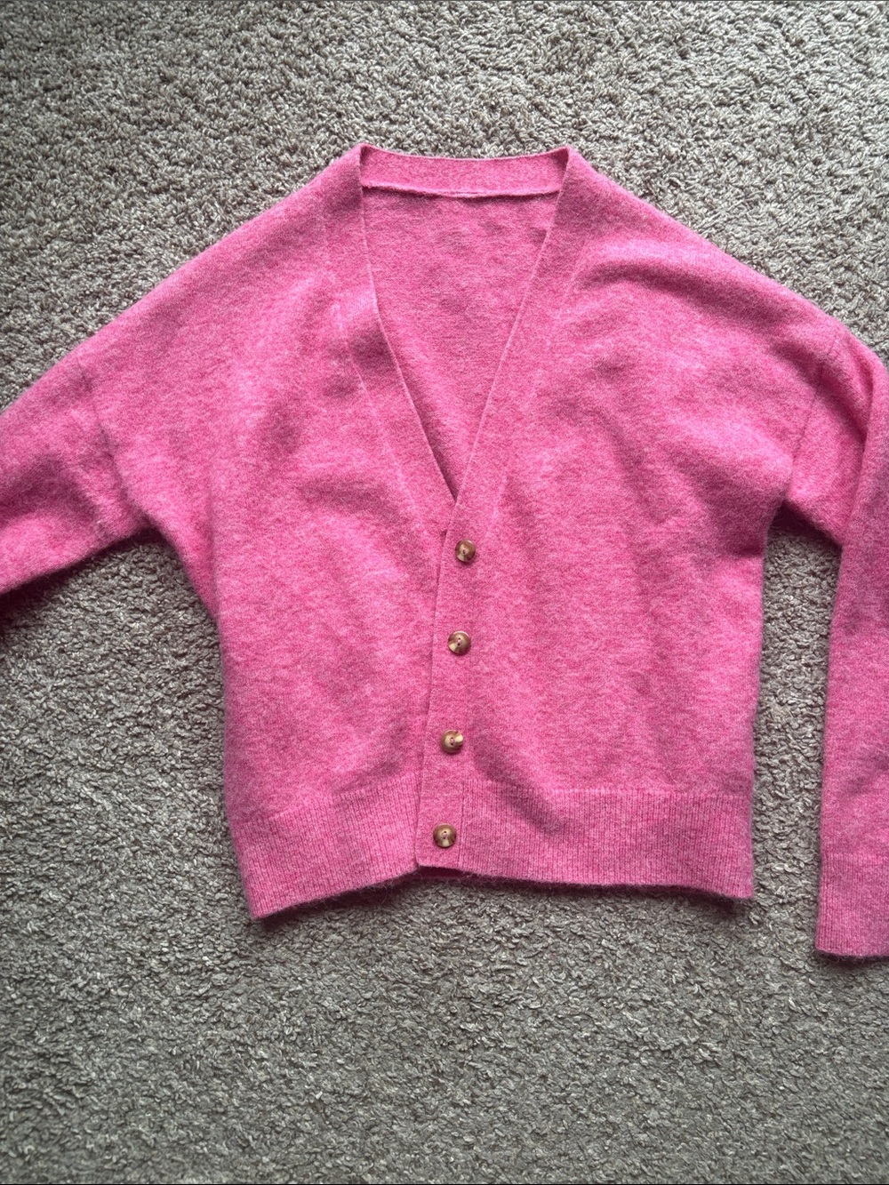 Lululemon Women's wool  Pink V-Neck Button Cardigan Sweater
